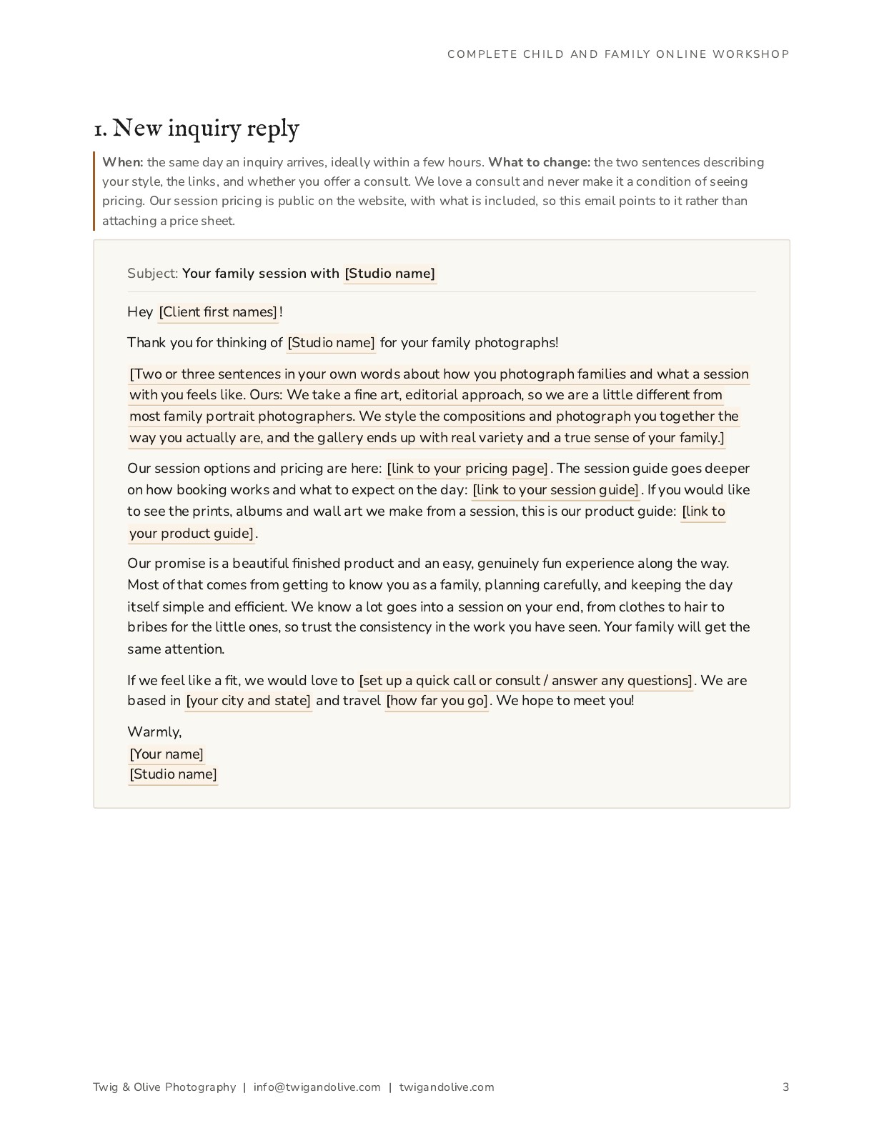 A page from Email Templates