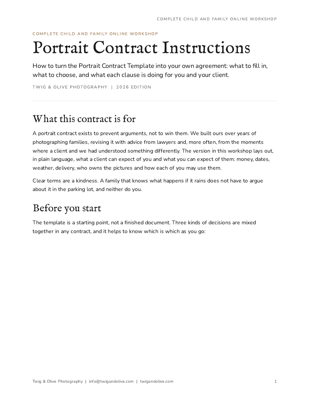 Portrait Contract Instructions cover