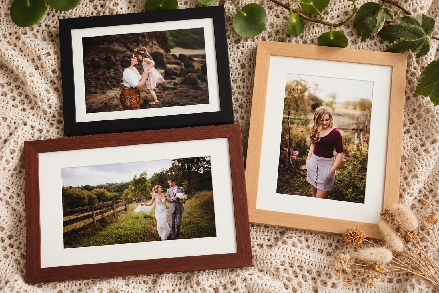 Matted framed prints sample display