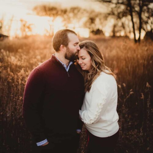 A couple leaning together in warm sunset light, from Image Enhancer Brushes.