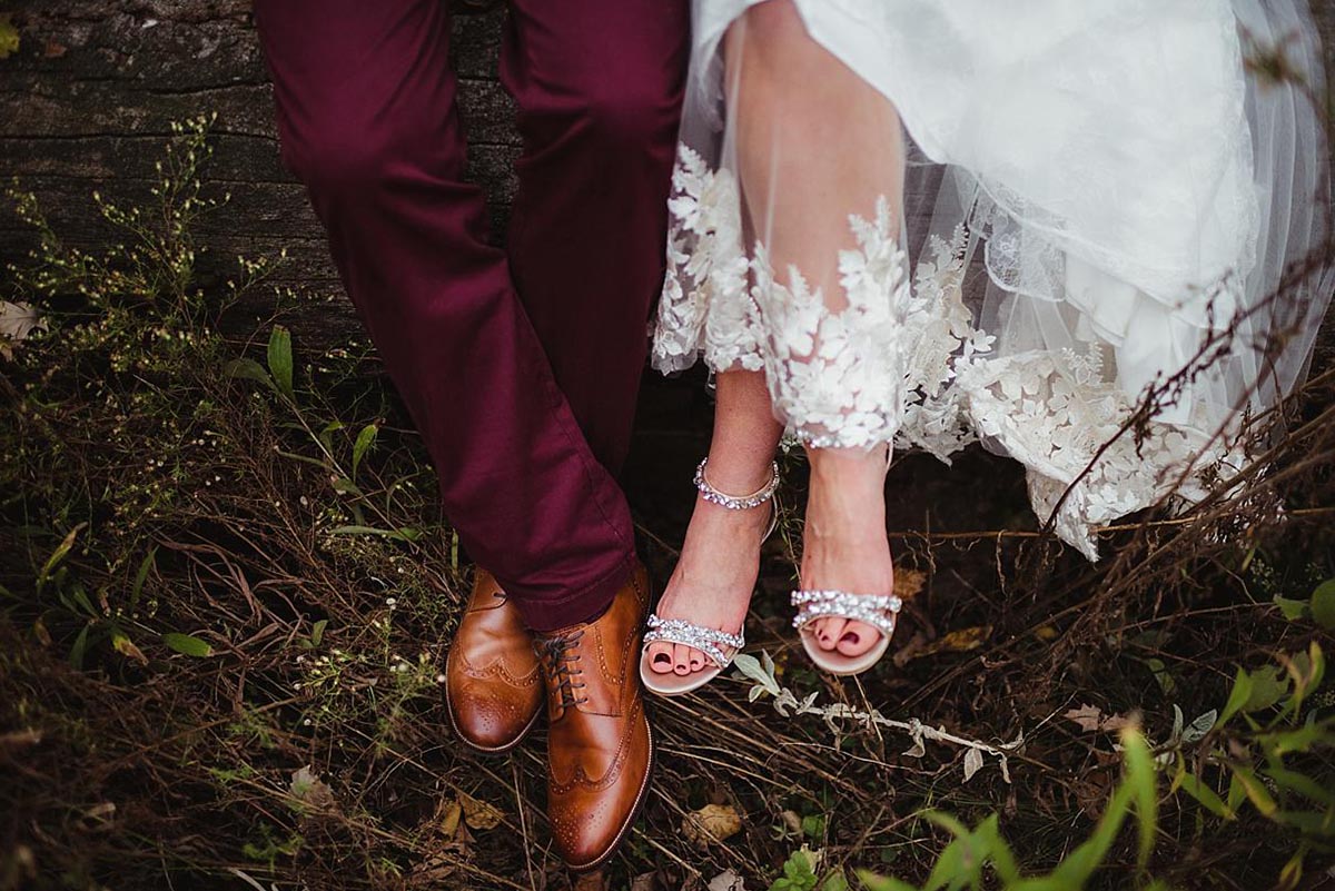 Close Up Bride Groom Shoes