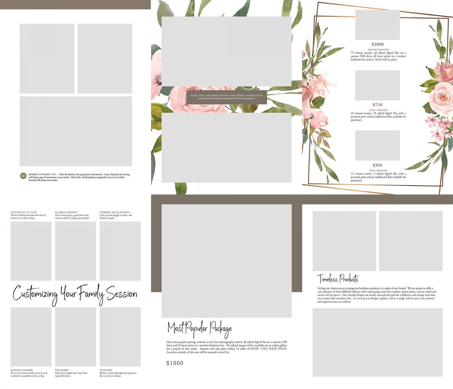 Family Portrait Pricing Guide Template | Geometric Floral - Twig & Olive