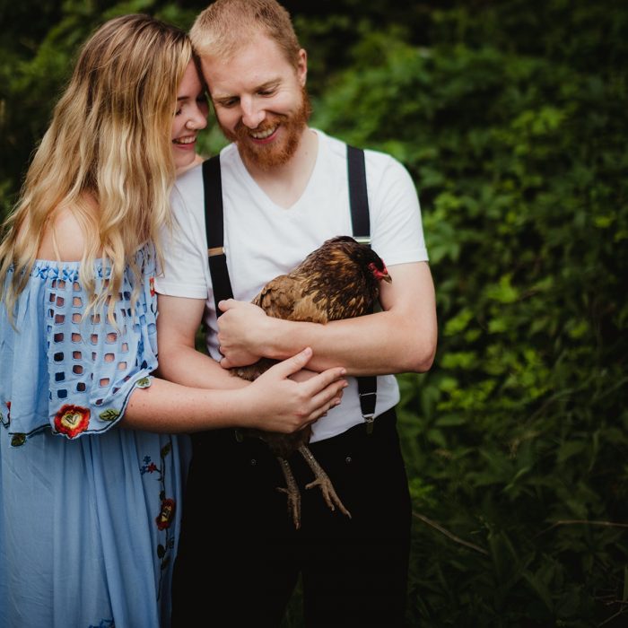 couple with chicken