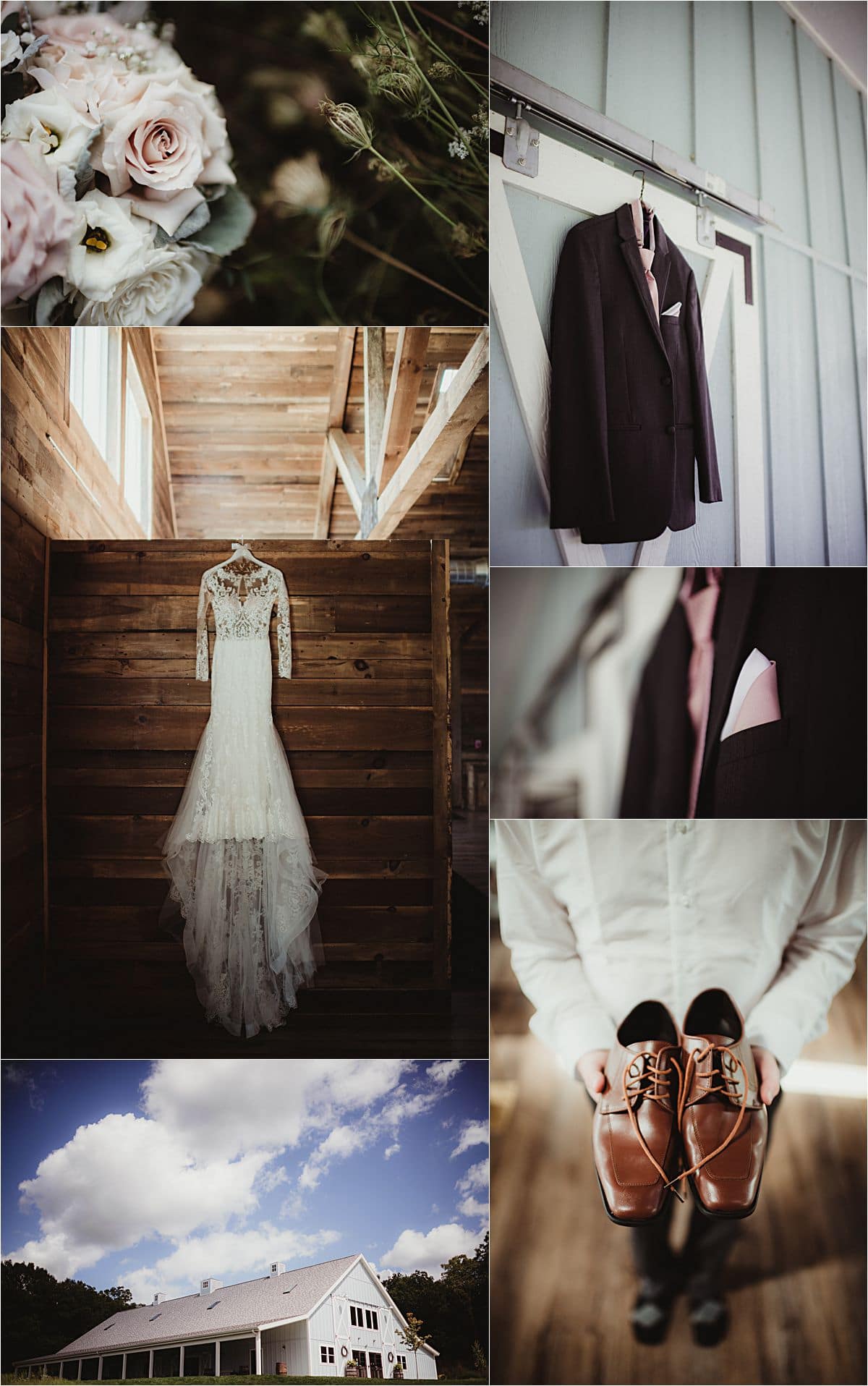 Rustic Barn Wedding Bride and Groom Getting Ready Details