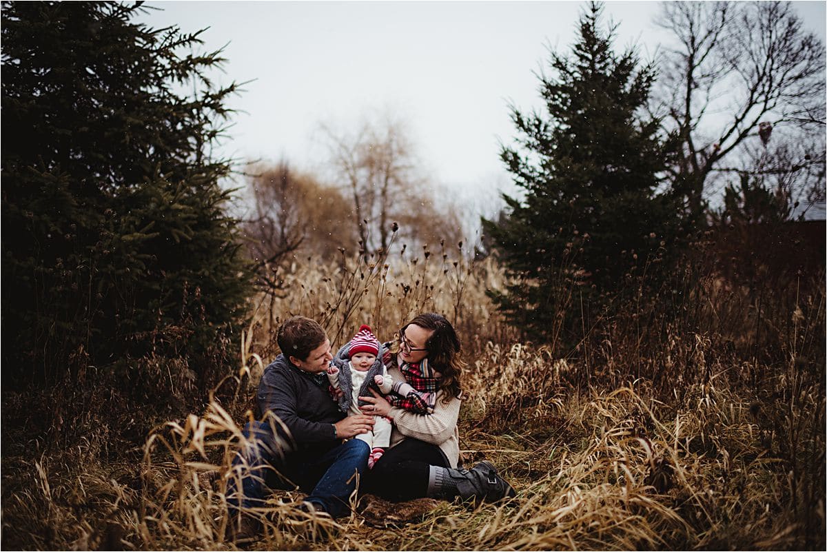 Outdoor Winter Family Session in Field