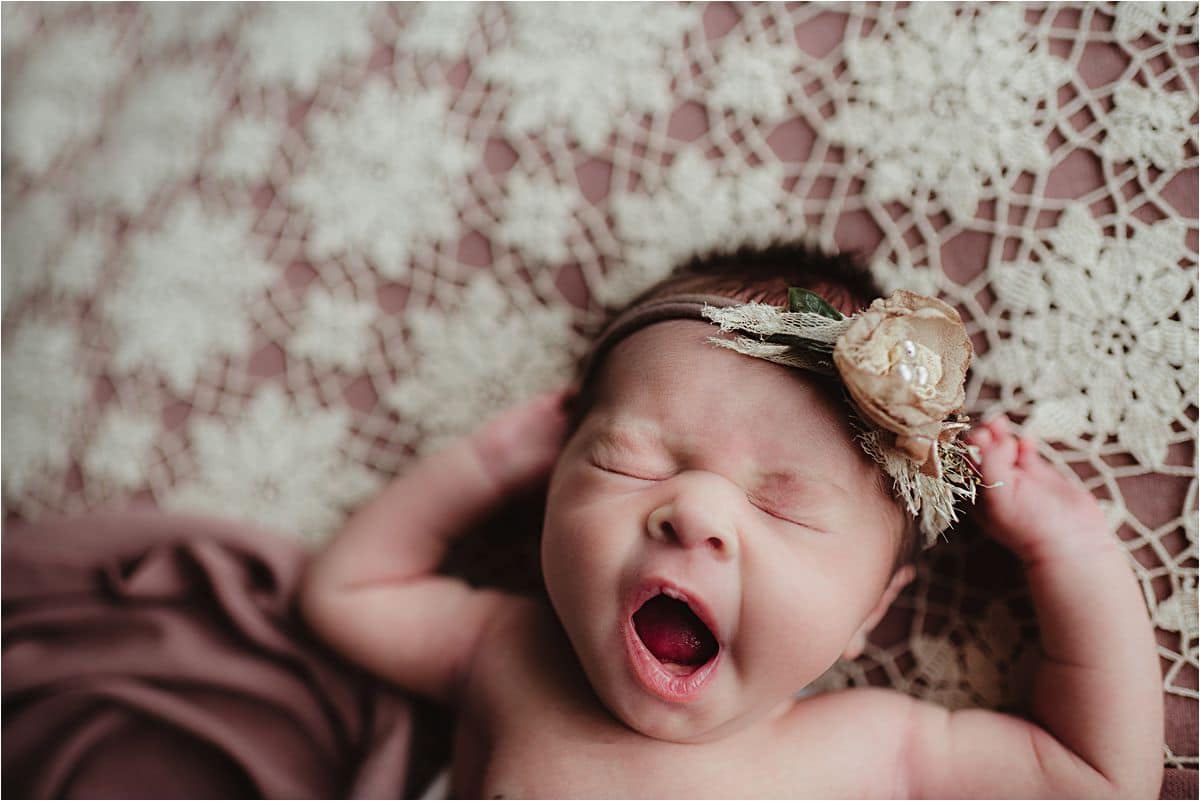 Newborn Girl Yawning