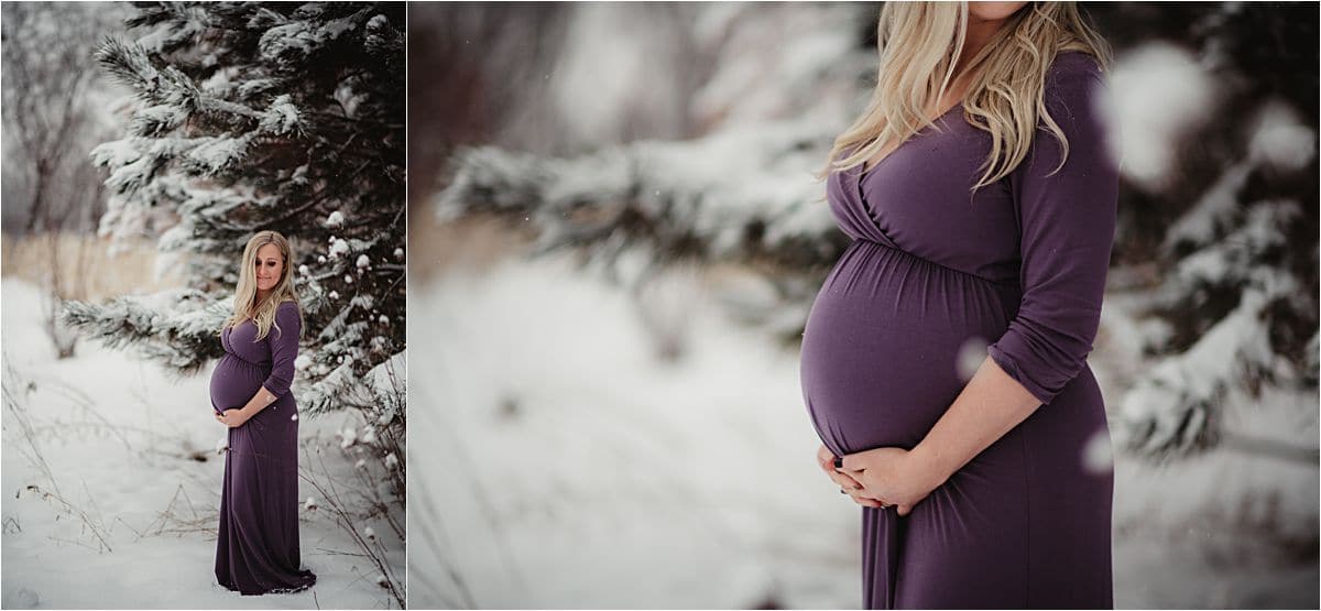 Winter Maternity Session in Snow