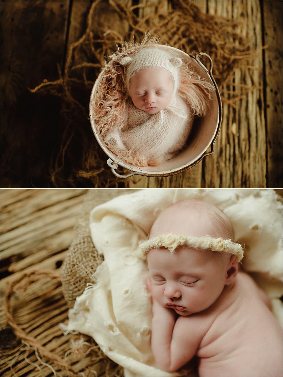 Newborn Girl in Fuzzy Bear Hat