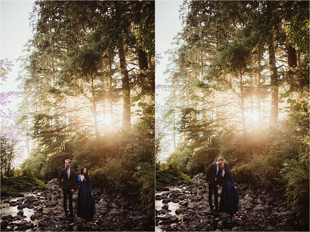 Sunset Engagement Session in Woods