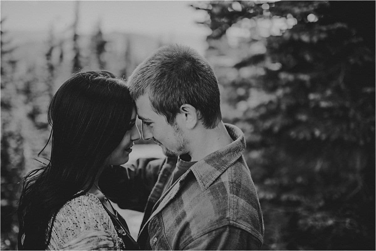 Mountain Engagement Couple Black and White