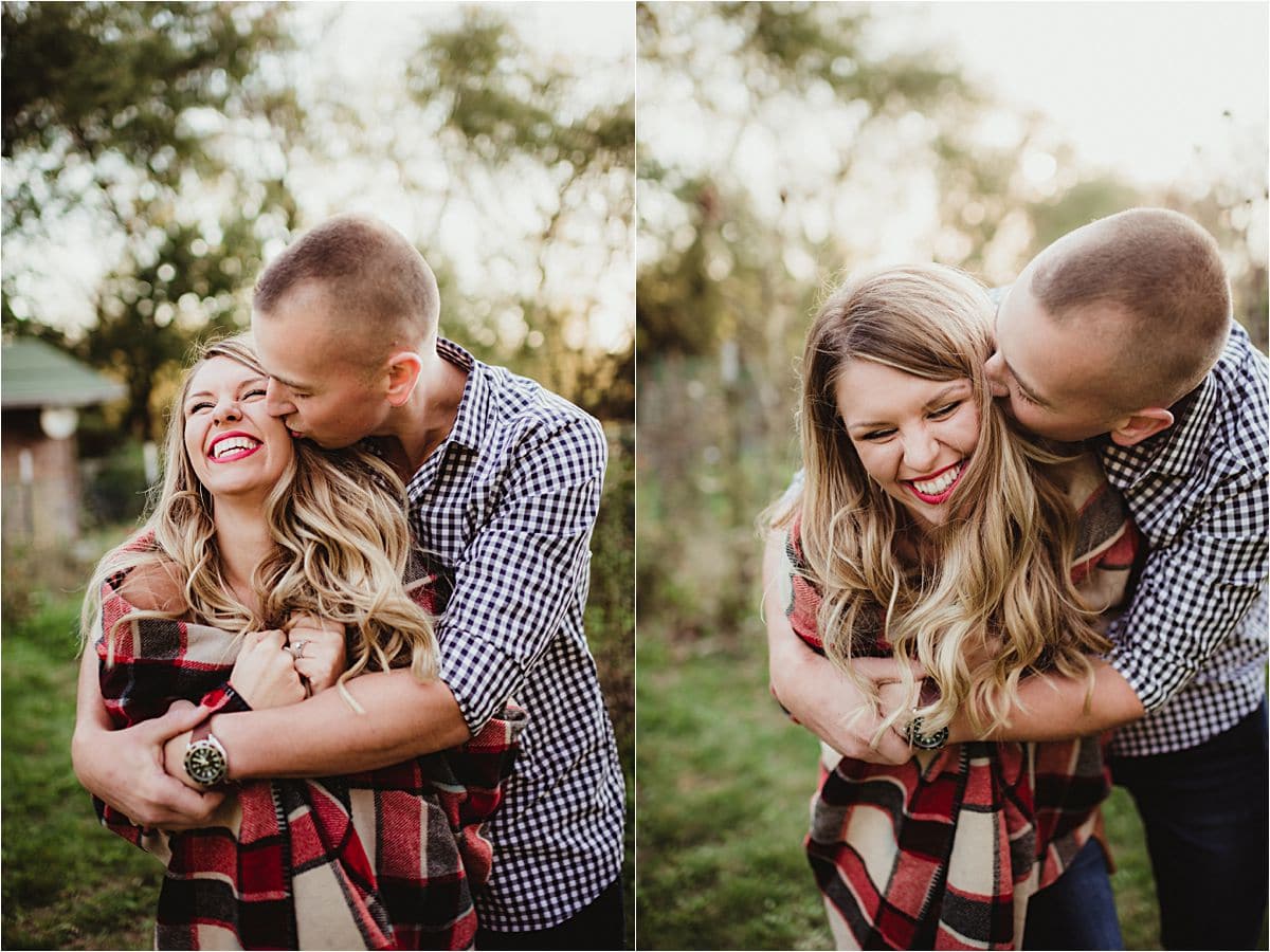 Crisp Fall Engagement Session Guy Hugging Laughing Girl