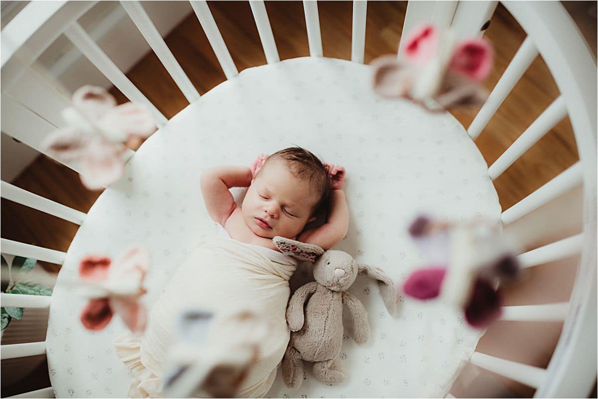 Lifestyle Newborn Session Baby in Crib