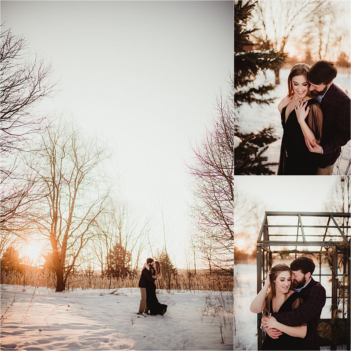Snowy Engagement Session Couple Dressed Up 