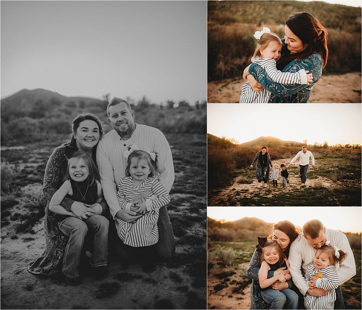 Sunset Mountain Session Family Snuggling