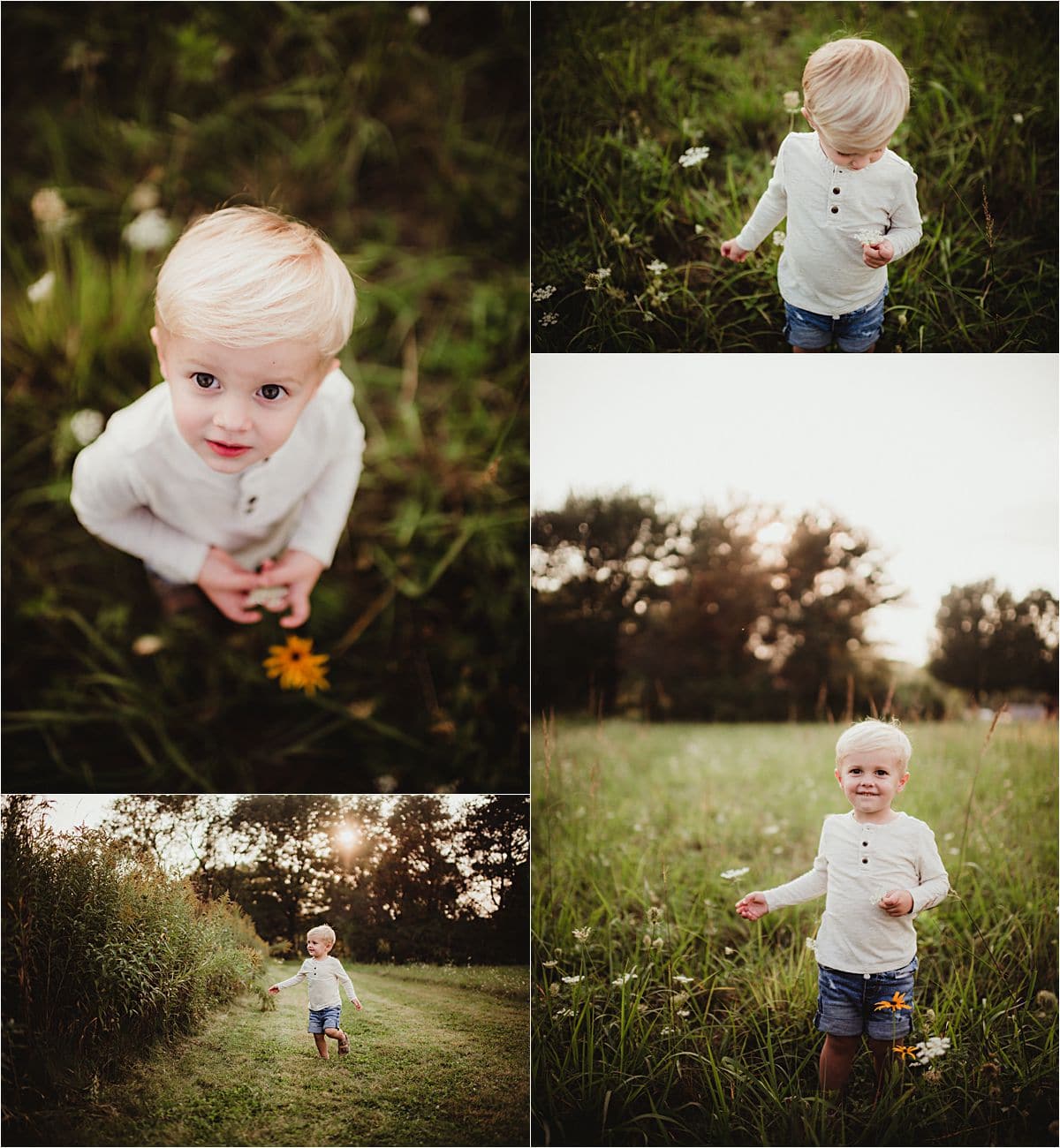 Little Boy Playing in Field