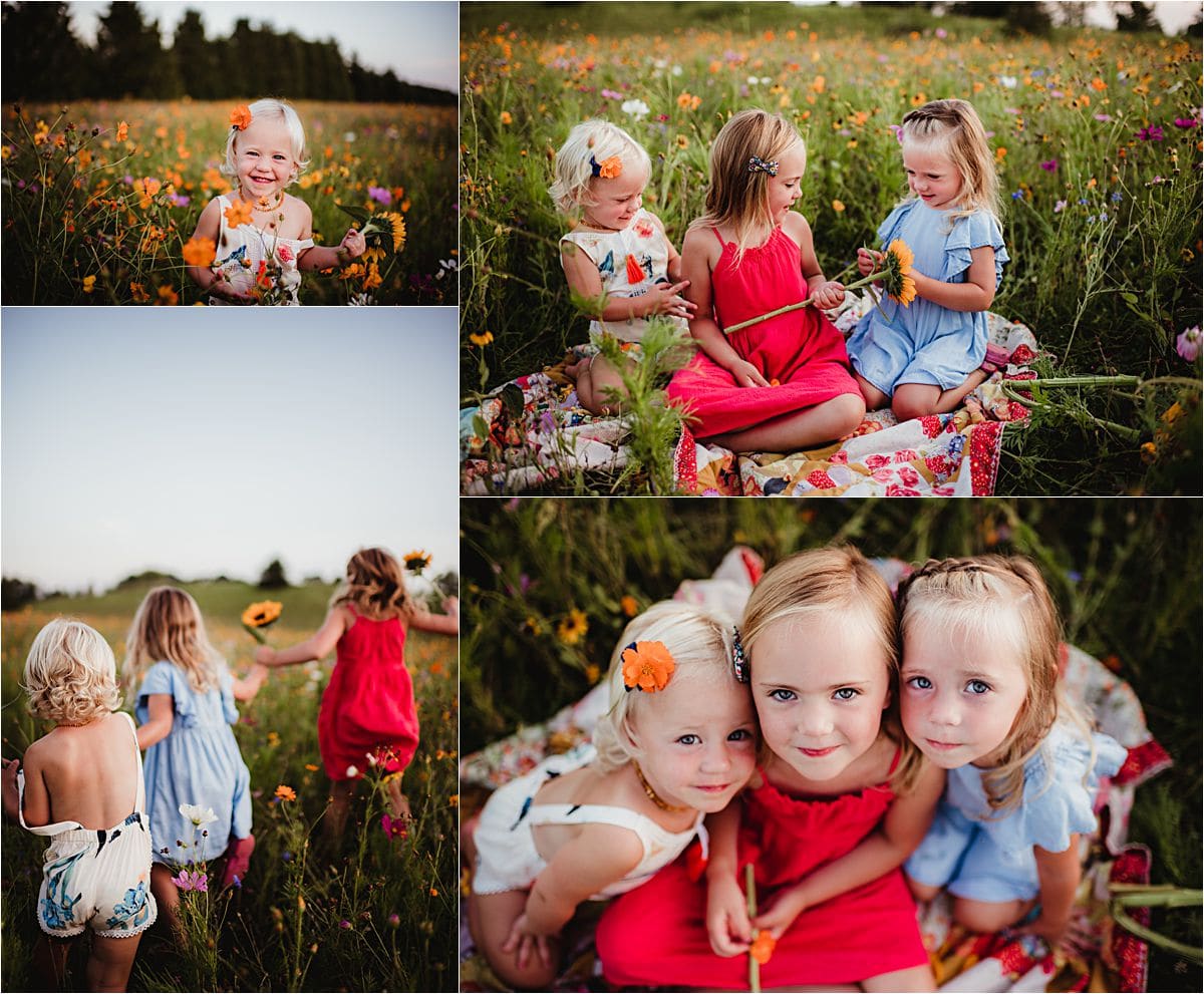 Close Up Sisters in Wildflower Field