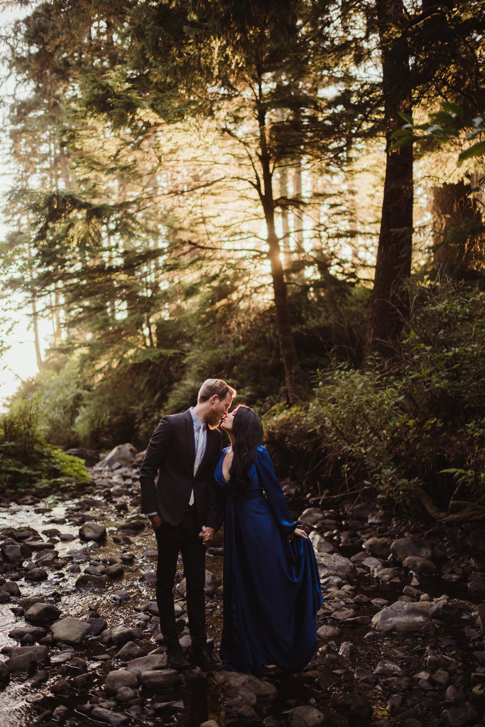 Couple Kissing in Forest