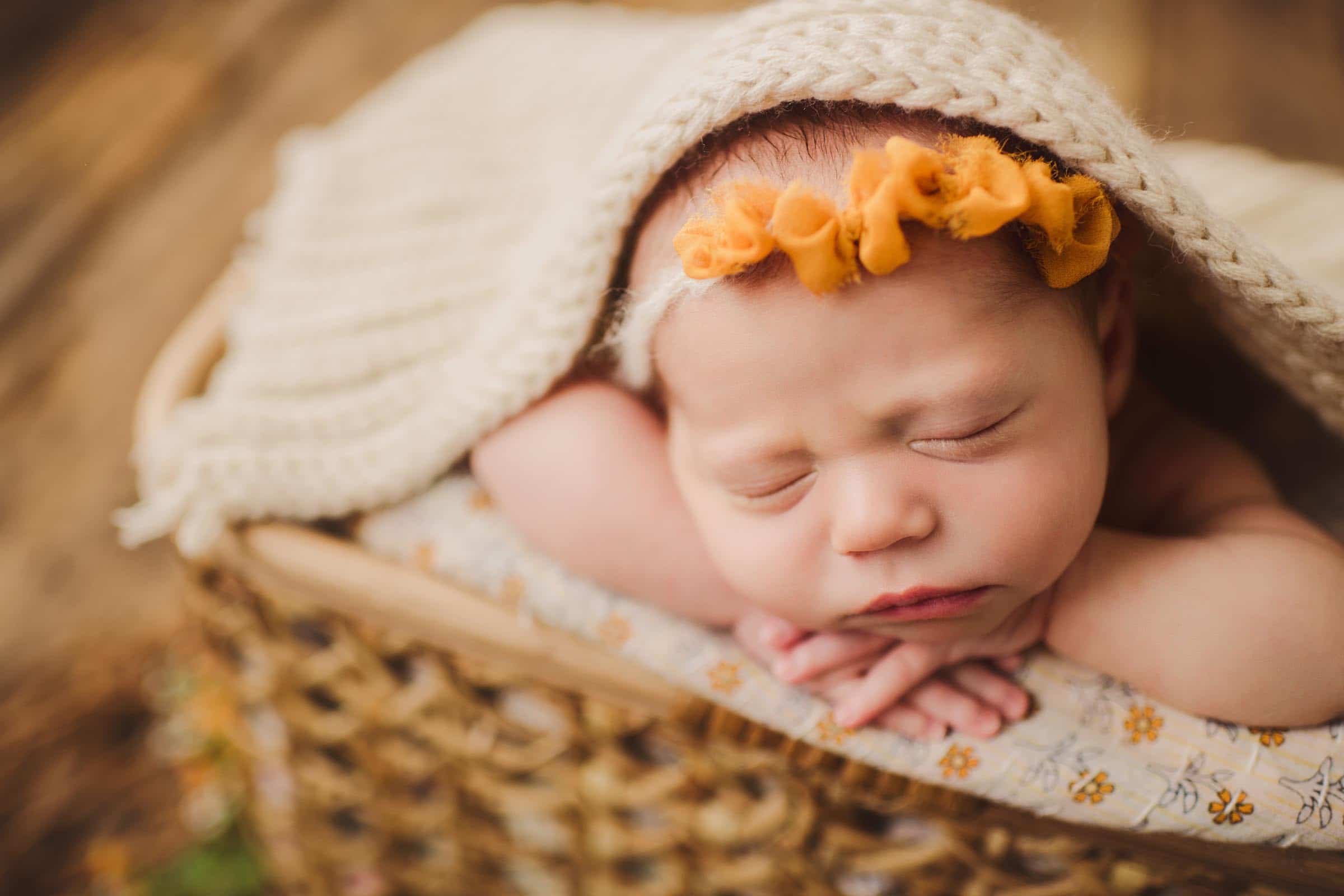 Newborn Girl Orange Bow Headband