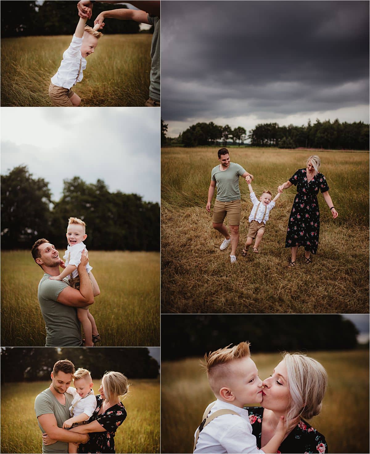 Stormy Skies Family Session Parents with Son
