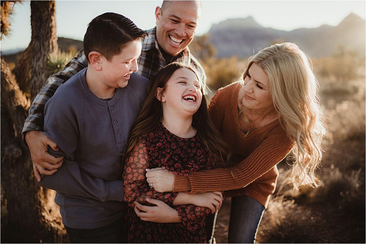 Desert Canyon Family Session Family Snuggling Laughing