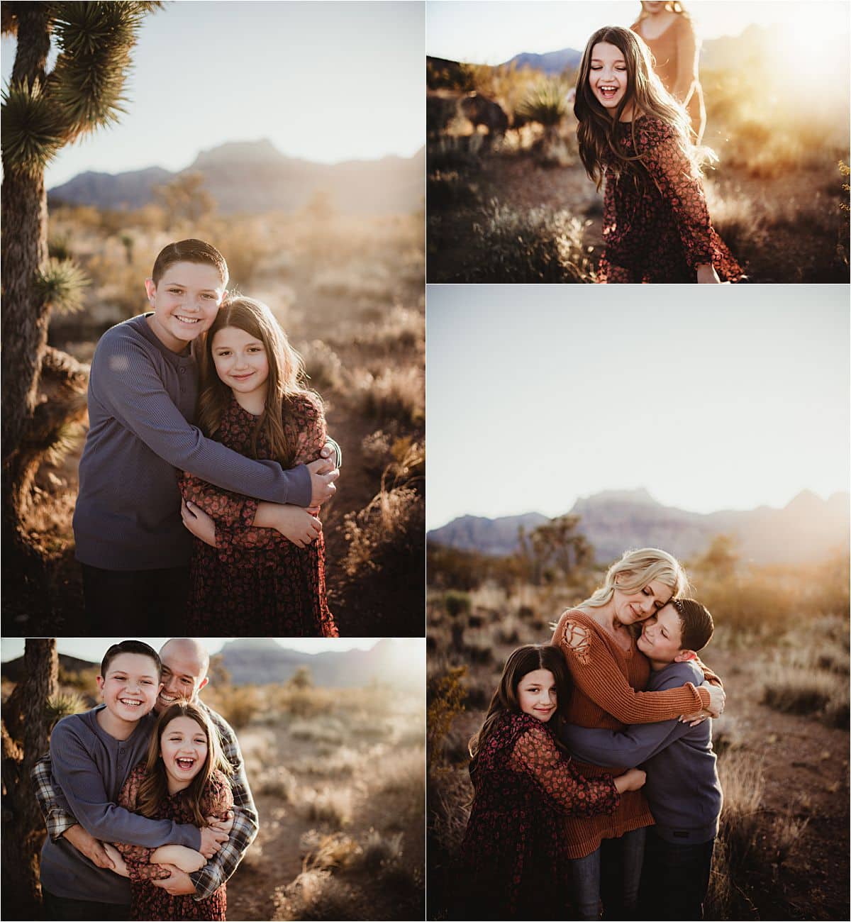 Family in Desert at Sunset