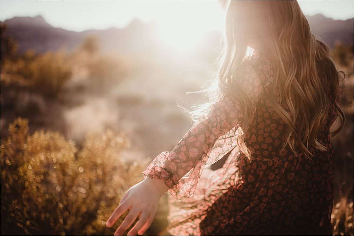 Desert Canyon Family Session Little Girl Sun in Hair