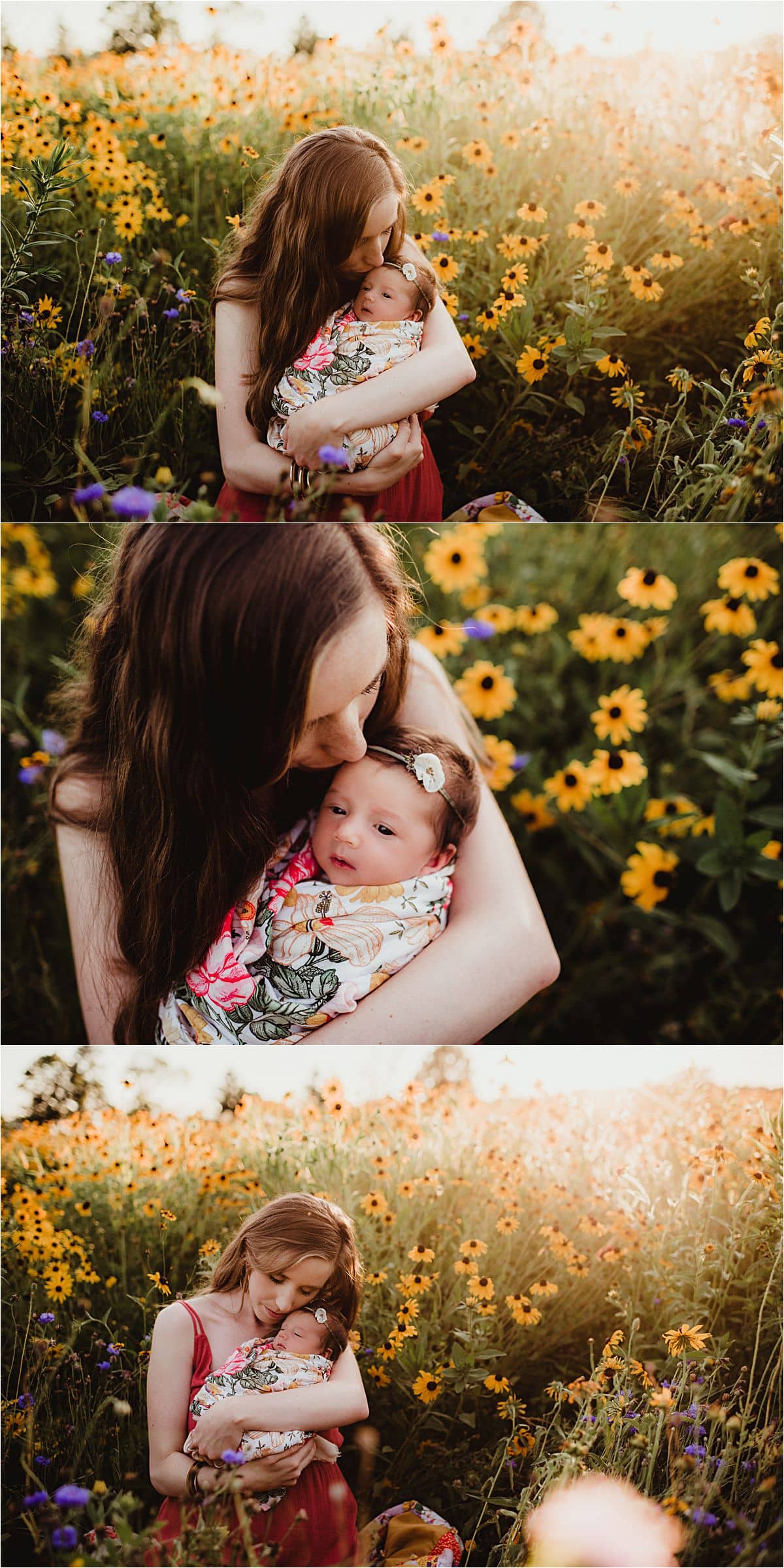 Mama with Newborn in Wildflowers