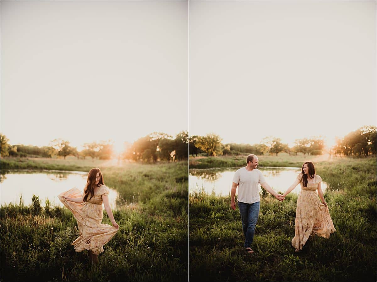 Golden Hour Family Session Couple by Pond