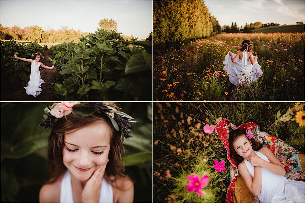 Flower Field Sunset Session Little Girl in Wildflower Field