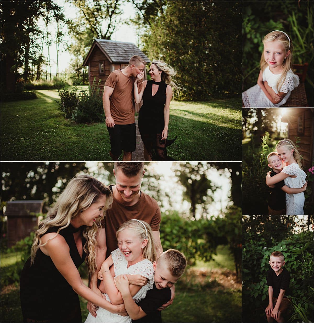 Neutral Palette Family Session Collage Family Snuggling 