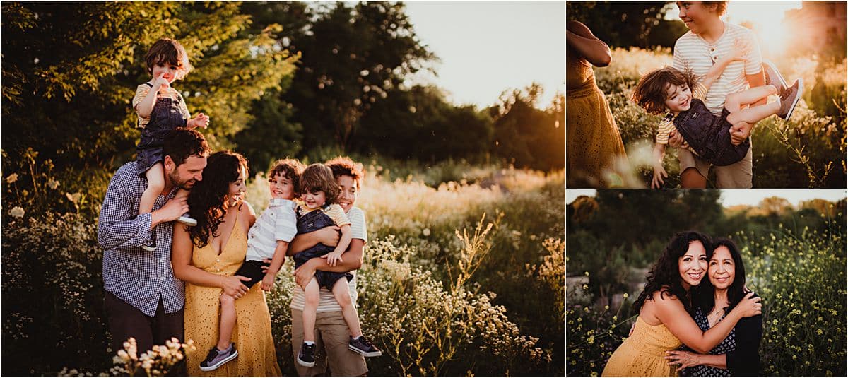 Family in Field at Sunset