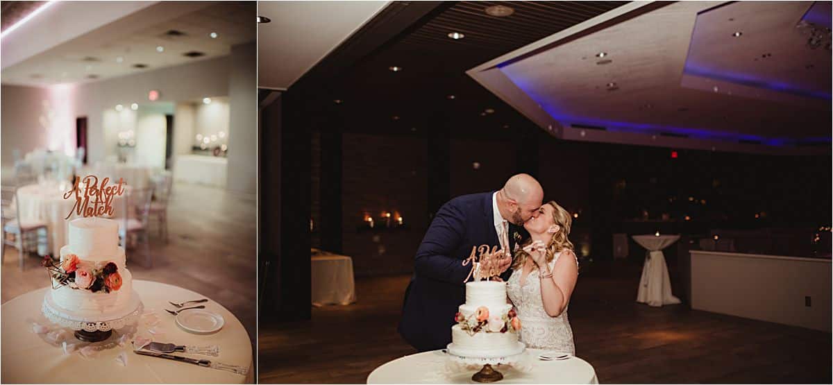 Blush and Navy Wedding Bride Groom Cake