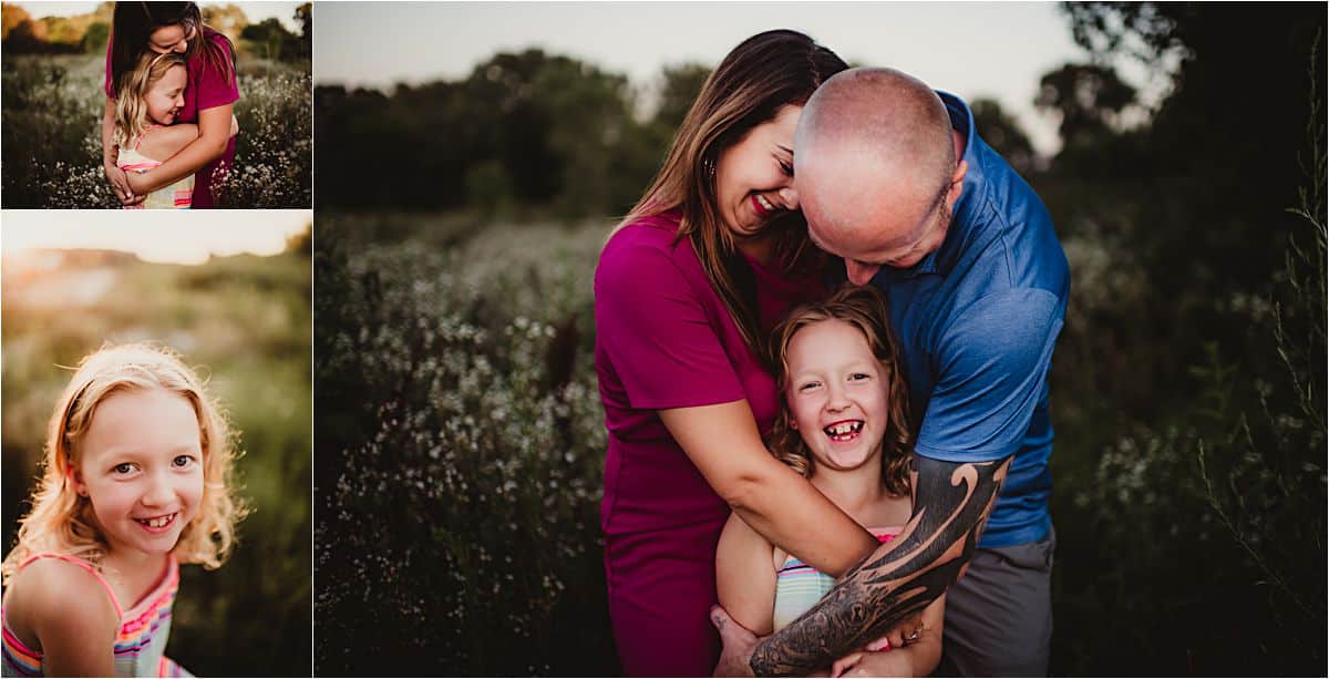 Family and Engagement Session Couple Snuggling Daughter