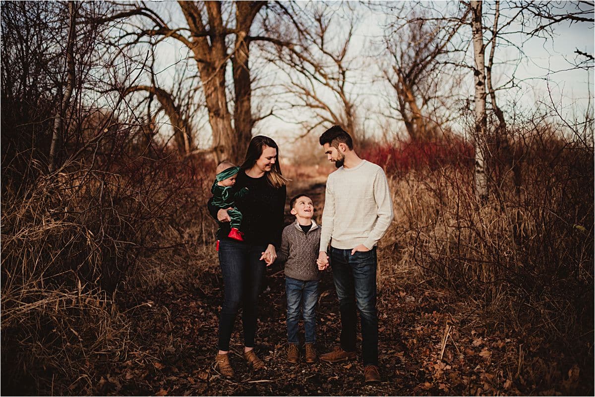 Winter Family Session Family Holding Hands