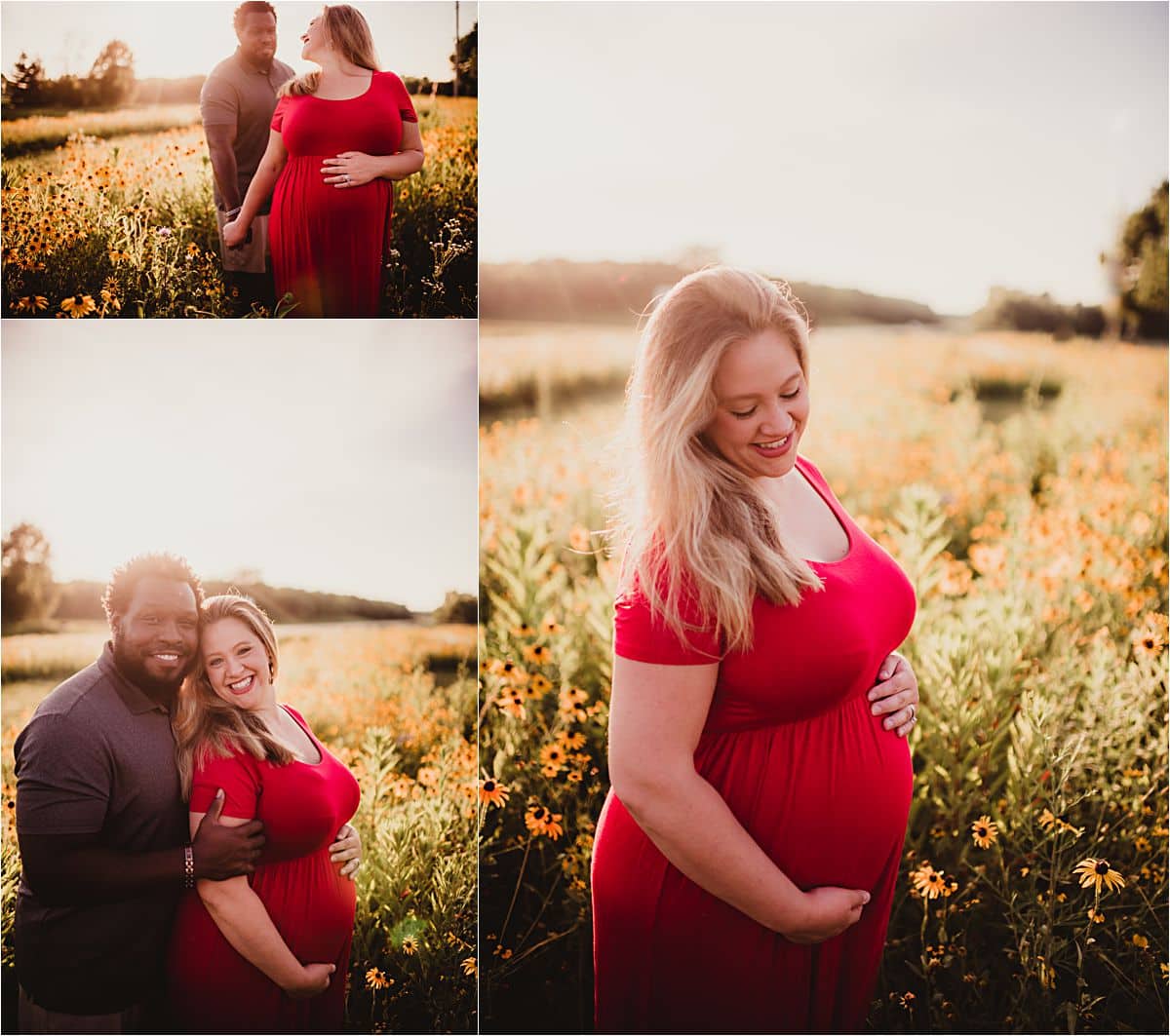 Wildflower Family Maternity Session Collage Couple in Field