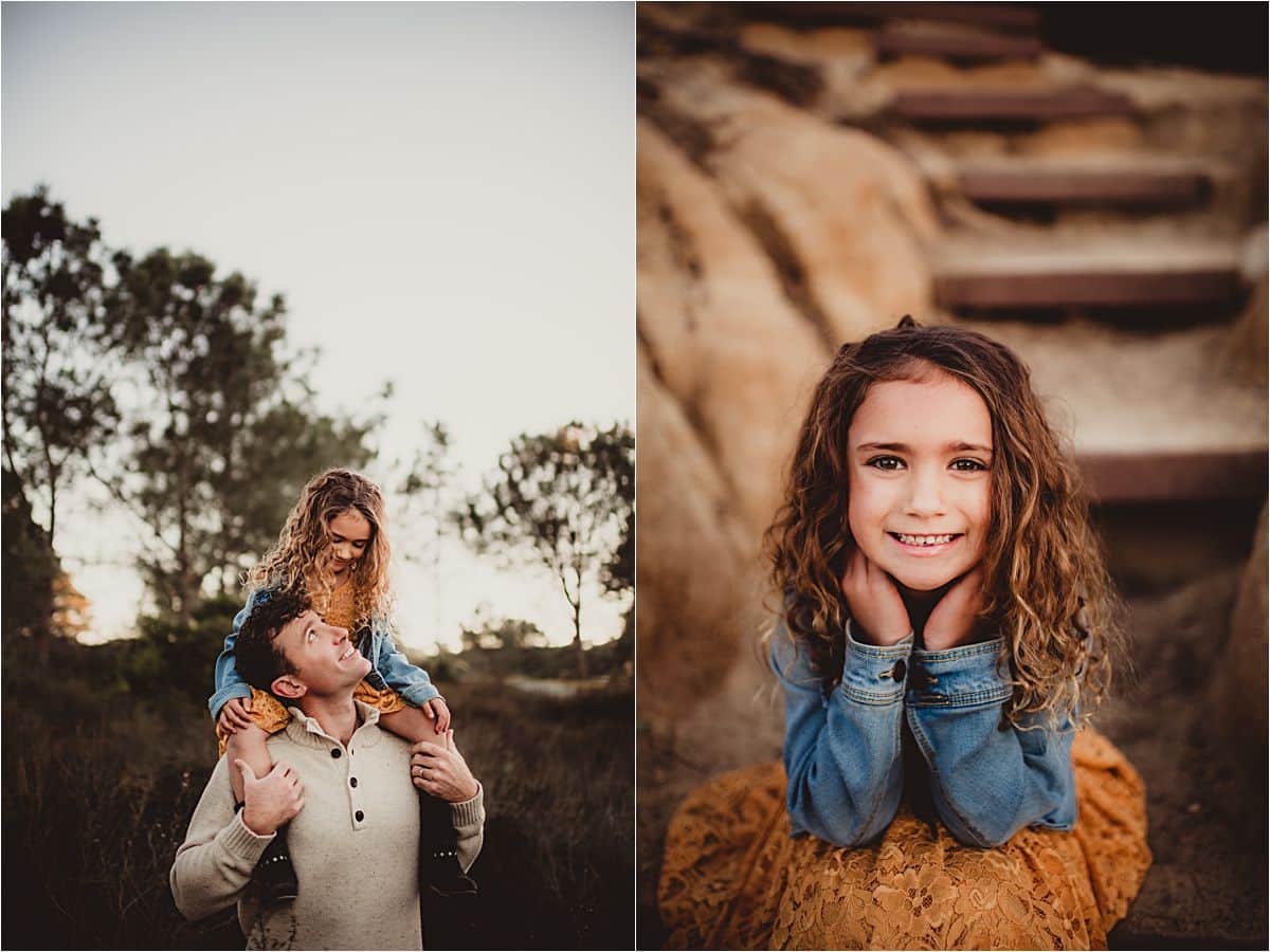 Coastal Canyon Family Session Girl with Dad