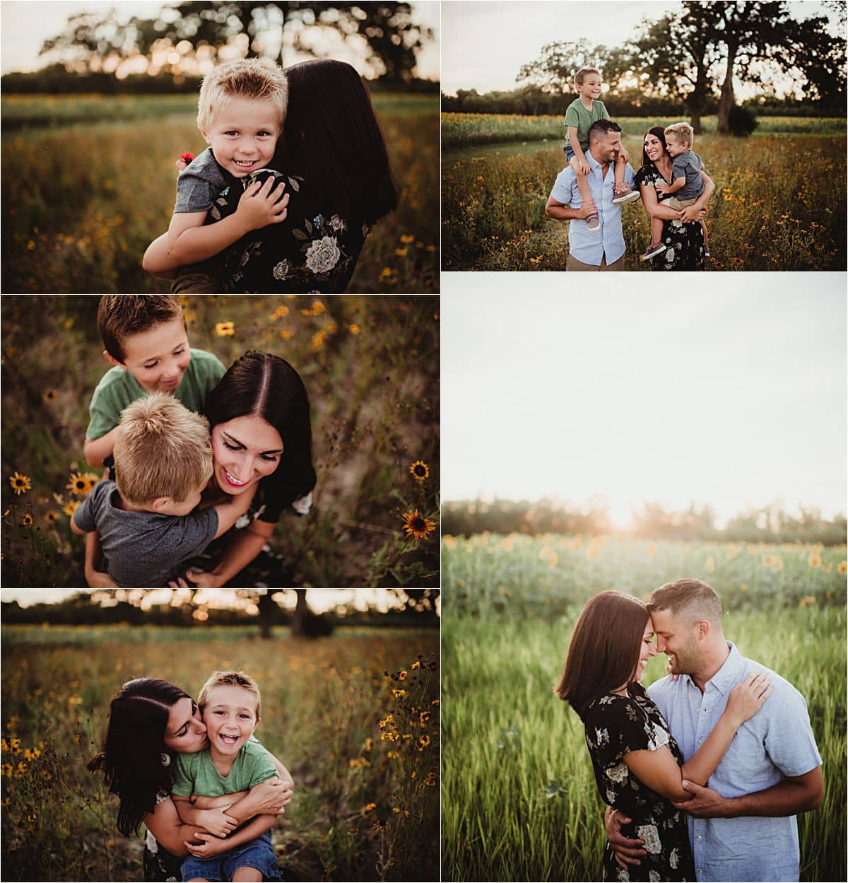 Summer Sunset Family Session Collage Family in Field