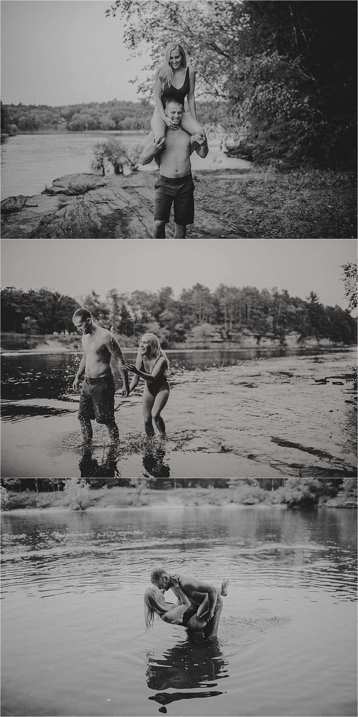 Black and White Images Couple in Water