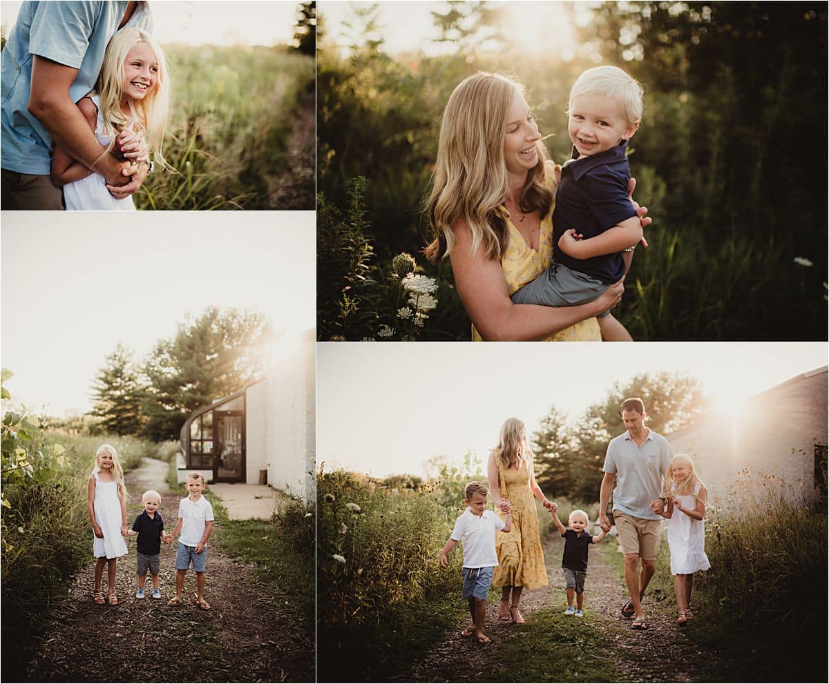 Playful Family Session Collage Family in Field