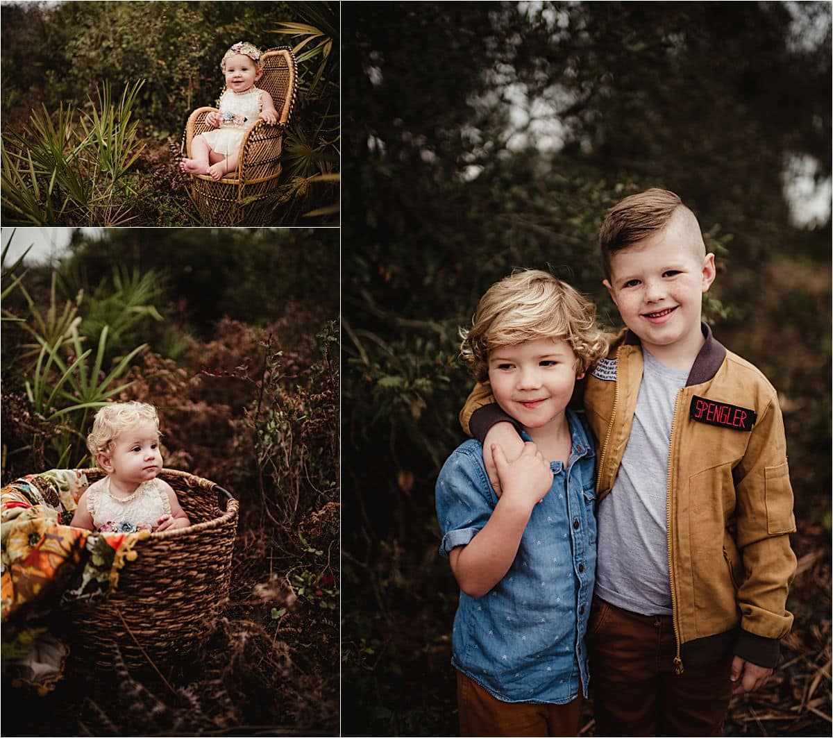 Outdoor Sibling Session Collage Brothers and Sister
