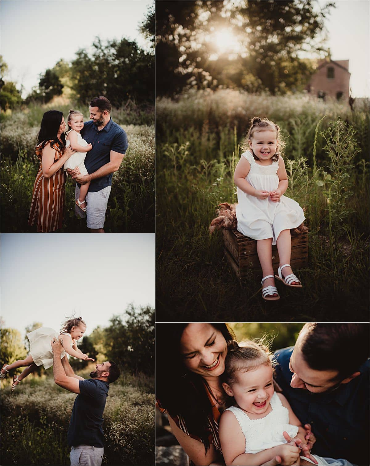 Summer Sunset Session Collage Family in Field
