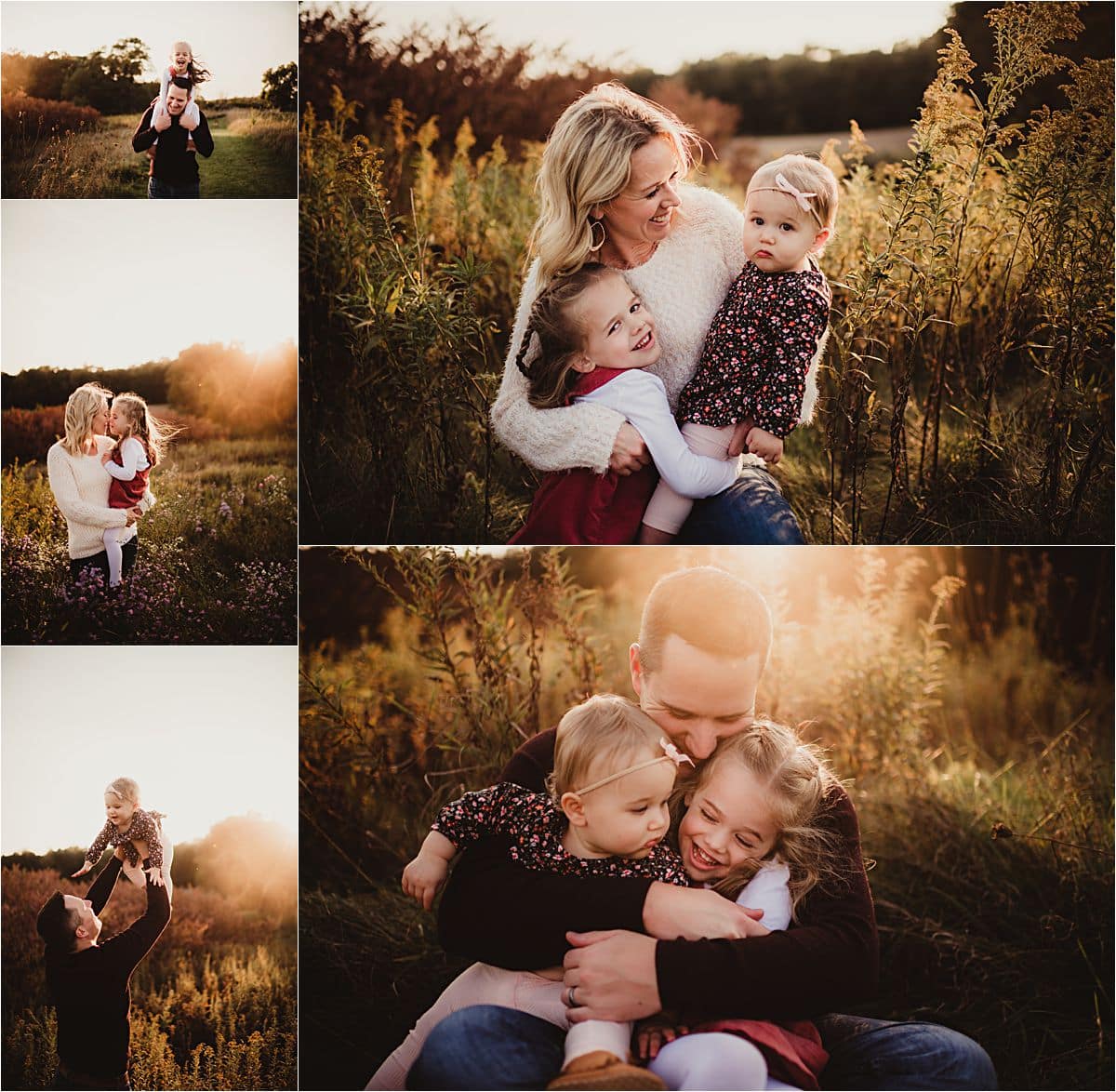 Late Summer Golden Hour Collage Parents with Kids