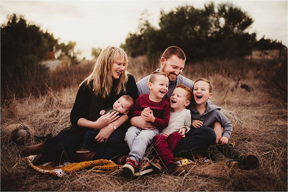 So Cal Family Session Family Laughing on Blanket