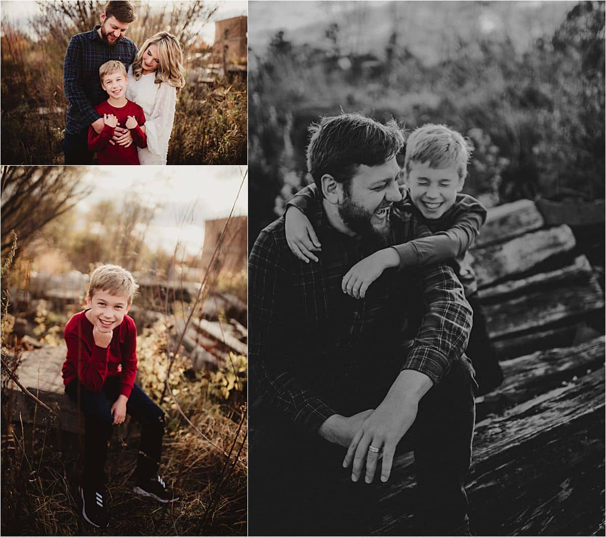 Fall Outdoor Family Session Collage Boy with Parents