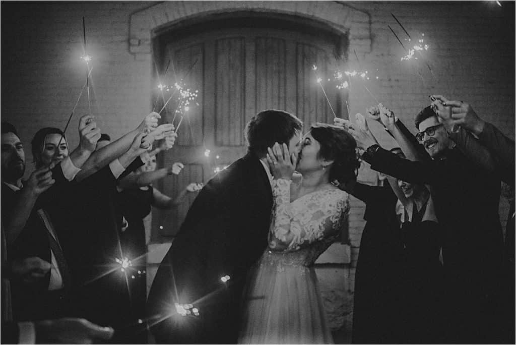 Bride Groom Sparkler Kiss