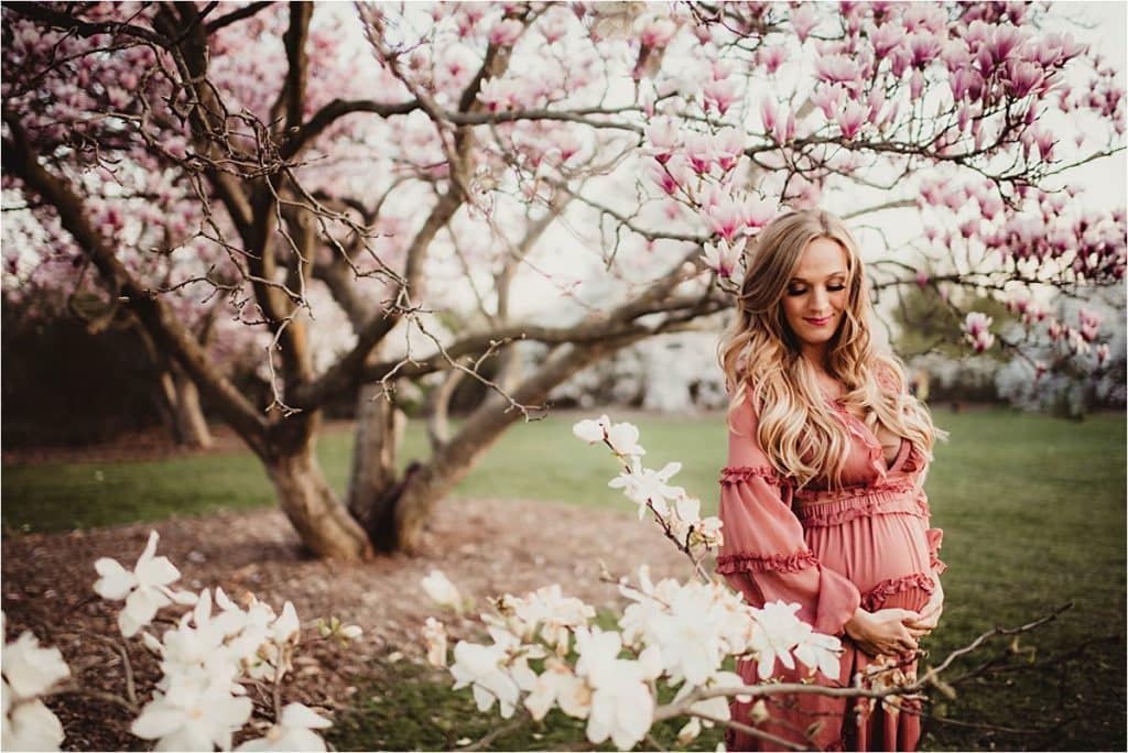 Spring Maternity Session Mama in Blooms