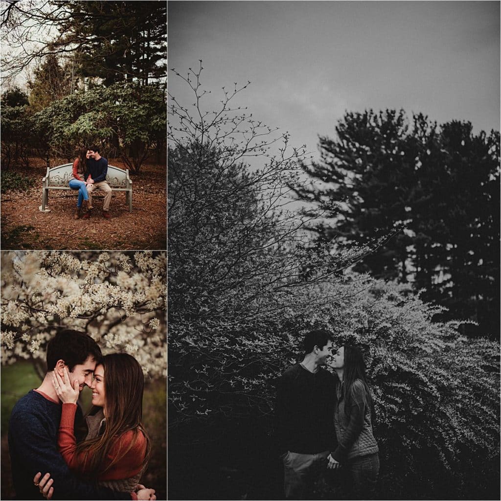 Spring Engagement Photography Session Collage Couple in Flowers