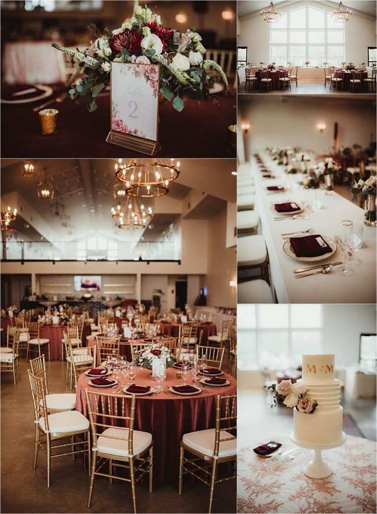 Cranberry Mauve and Blush Wedding Reception Details 