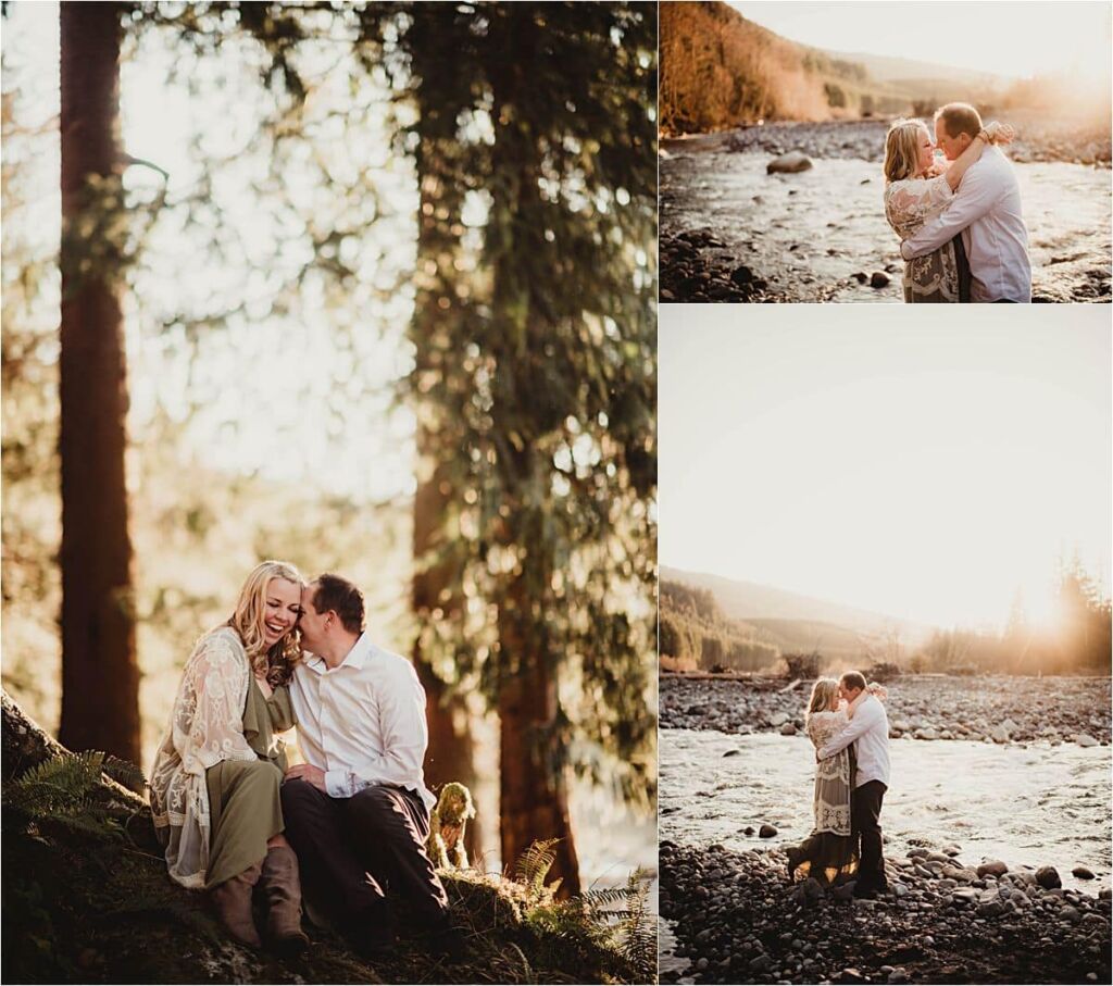 Picturesque Mountain Family Session Collage Couple at Sunset