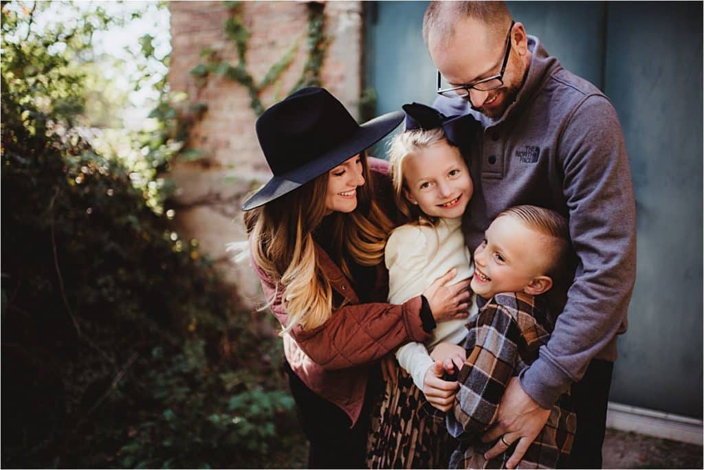 Fall Foliage Family Session Family Snuggling 